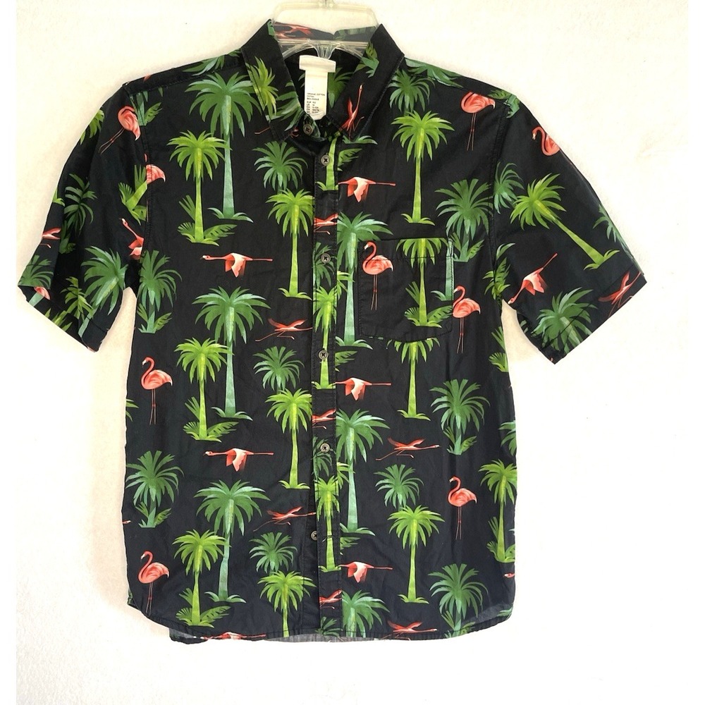 H&M Dieter Braun Boys Flamingo and Palm Trees shirt Organic Cotton Size 14 Boys